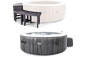 INTEX PureSpa Plus Greywood Portable Inflatable Bubble Hot Tub Jet Spa