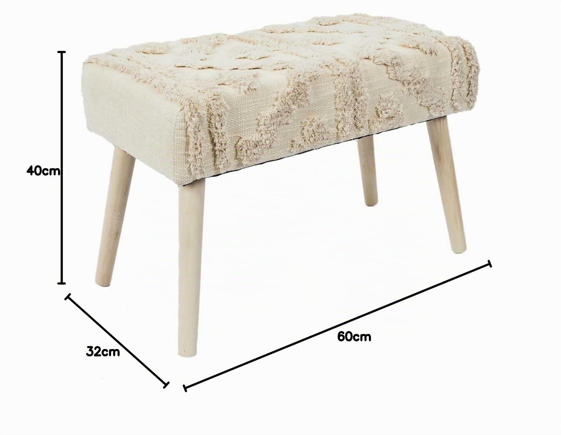 HOME DECO FACTORY Banc Mirage Contemporain Assise en Tissu Blanc et Marron