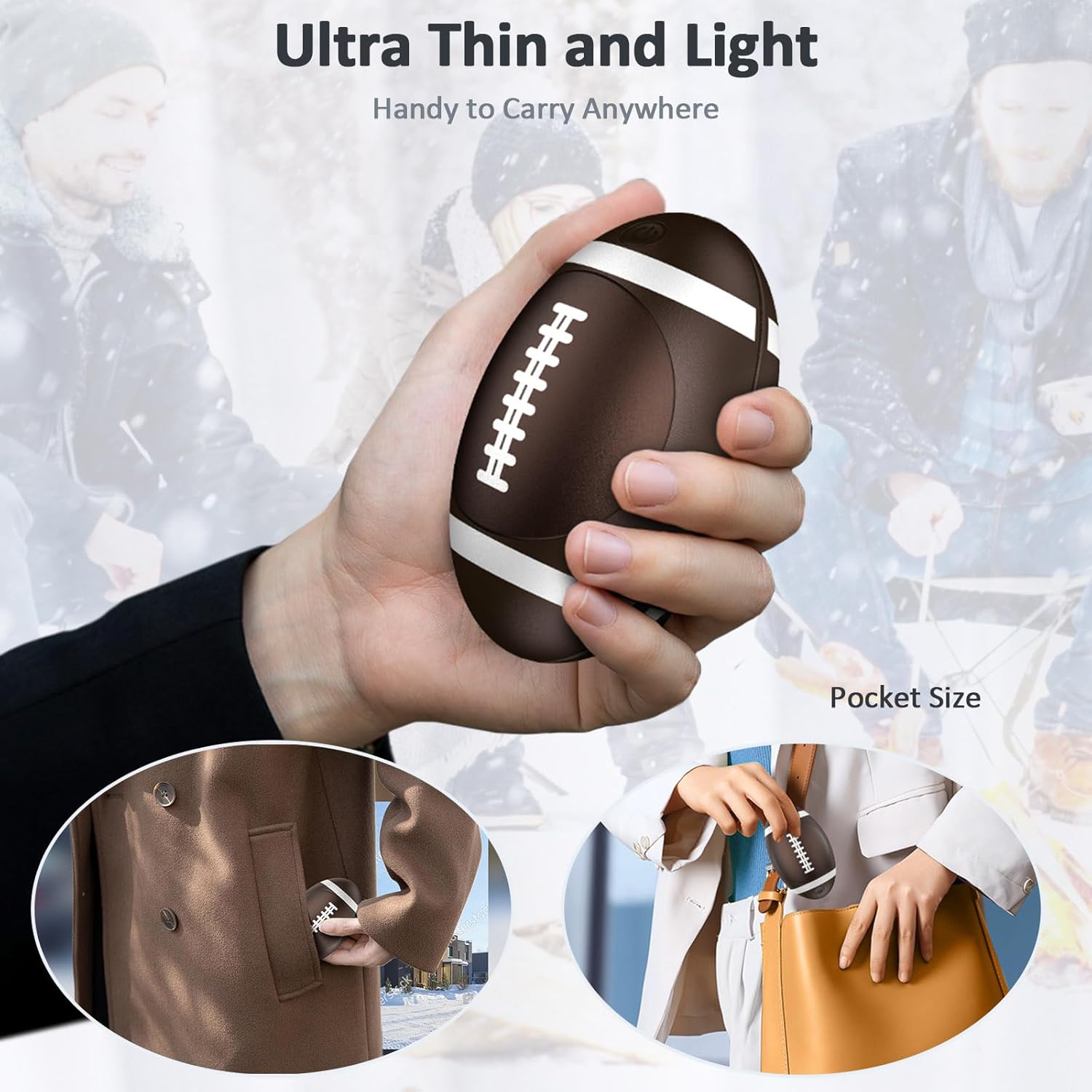 Fostex Hand Warmers Rechargeable 2 Pack, 5000mAh Rugby and Avocado Pocket Warmer,Electric Hand Warmer with 2 USB Cable, Fast Heating Gifts for Adults Camping Winter