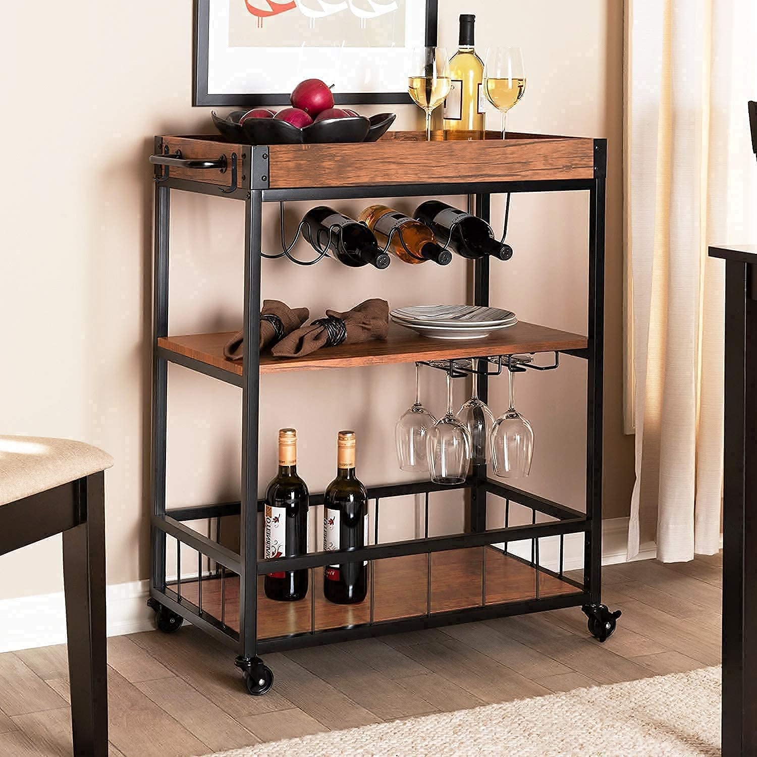 Buy Bar Carts Wine Rack Storage, Rolling Wine Storage Racks