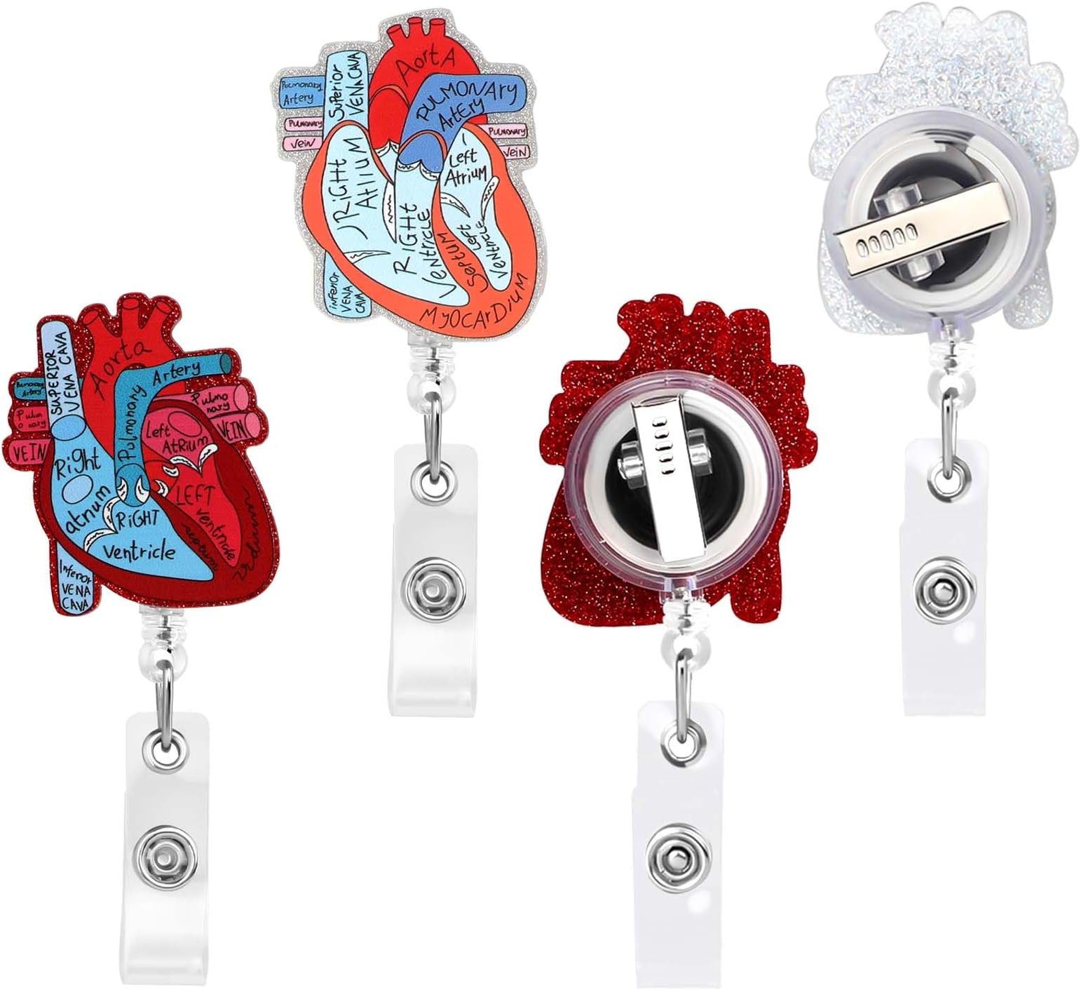 WLLHYF Nurse Badge Reel, 2 Pcs Cardiac Badge Reel Holder Cute