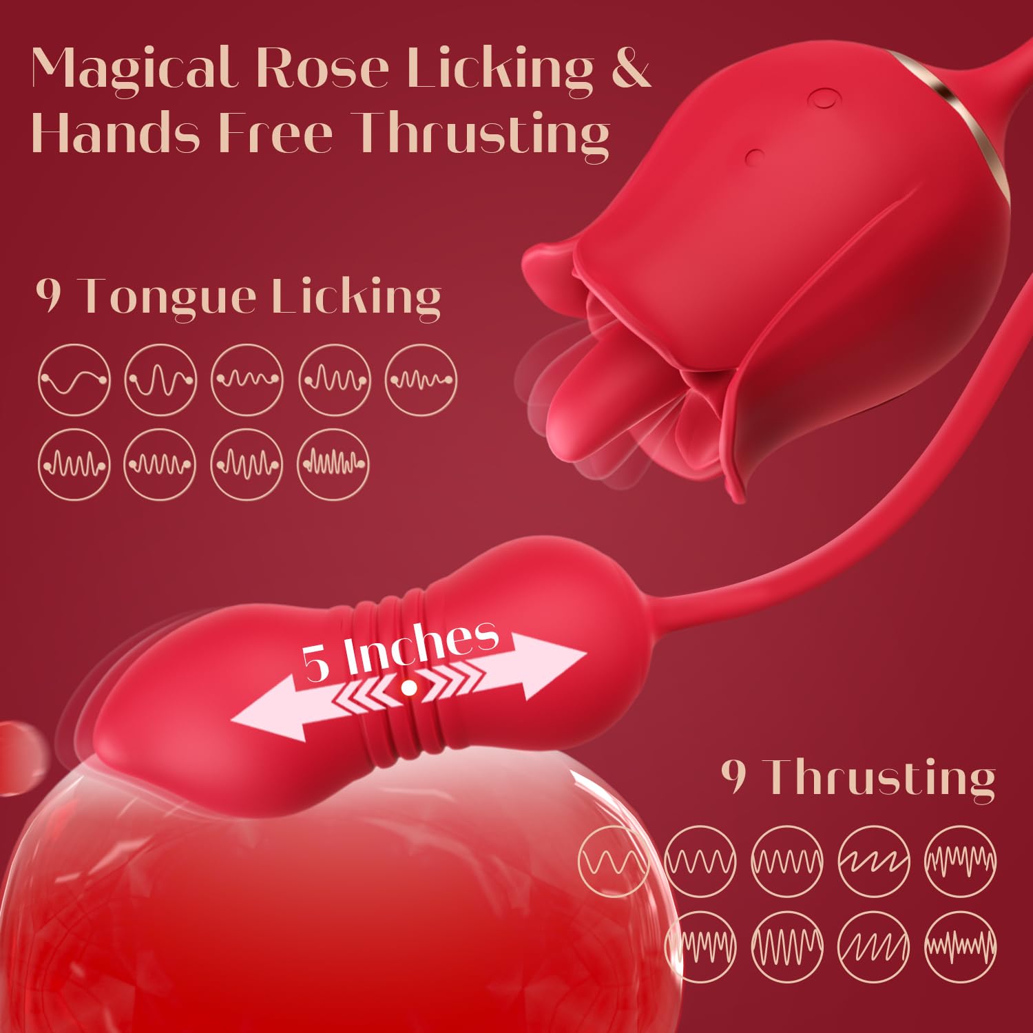 Sex Toys Rose Vibrator Dildo - MOOLIGIRL 4IN1 Adult Toys for Women with 9 Tongue Licking & Thrusting Dildos G Spot Vibrators, Anal Rose Sex Toy Nipple Clitoral Stimulator Licker for Female Couples: MOOLIGIRL Rose Sex Toy for Women, Men & Couples - Vibrator Adult Sex Toys Upgraded with Giftbox, 9 Tongue Licking & Thrusting Modes, G Spot Vibrators Dildo for Clitoral Nipple Anal Stimulation