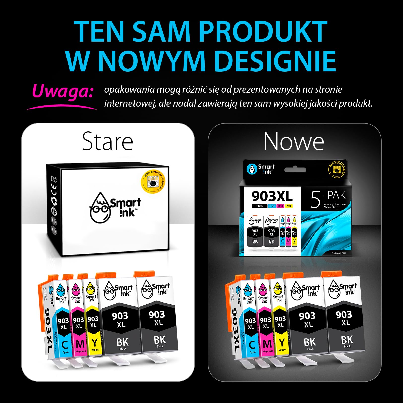 Smart Ink Kompatybilne Tusz Zamiennik do HP 903XL 903 XL (pięciopak) z Zaawansowaną Technologią Chipu do użytku z Officejet 6950 Officejet Pro 6960 6970