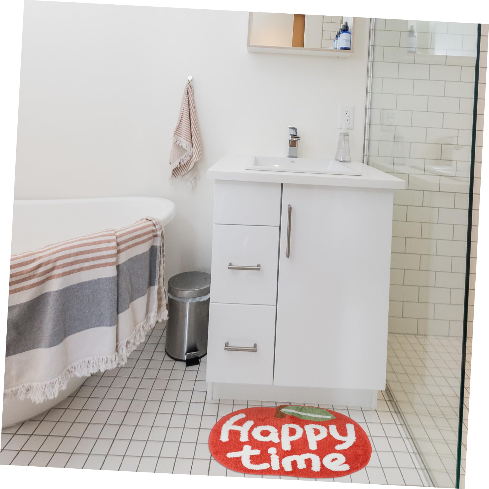 Toddmomy 1Pc Cartoon Apple Shaped Slip Doormat Water Absorbing Bedroom Floor Mat Cute Design for Playroom Washable Entrance Rug for Bathroom and Indoor Use