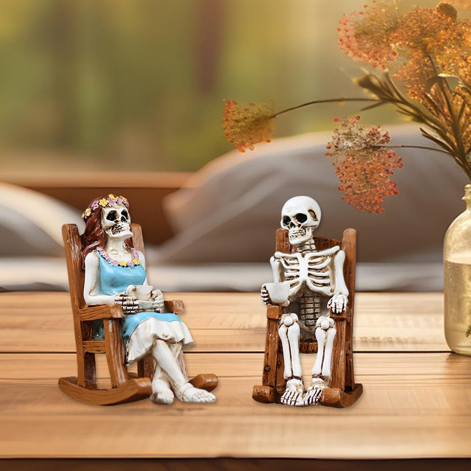Halloween-Skelett Paar – Gruselige Harz-Figuren Als Deko Für Party & Zuhause