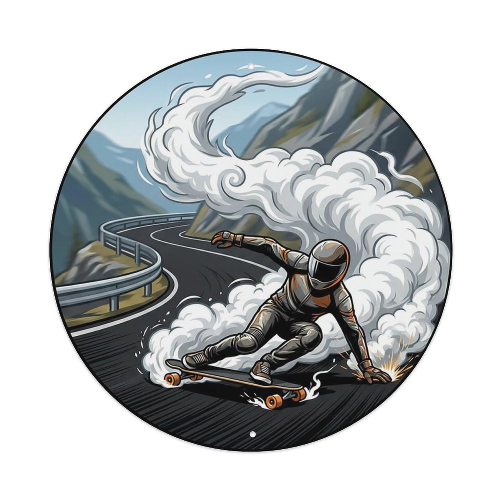 Vintage Longboarding Downhill Extreme Sports Vintage Metal Tin Sign Plaque Wall Decor for Cafe, Club Bar, Office, Garden Metal Poster 8x8Inch