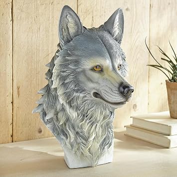 BLACK FOREST DECOR Gray Wolf Sculpture 11" Wx8 1/4" Dx13 3/4" H