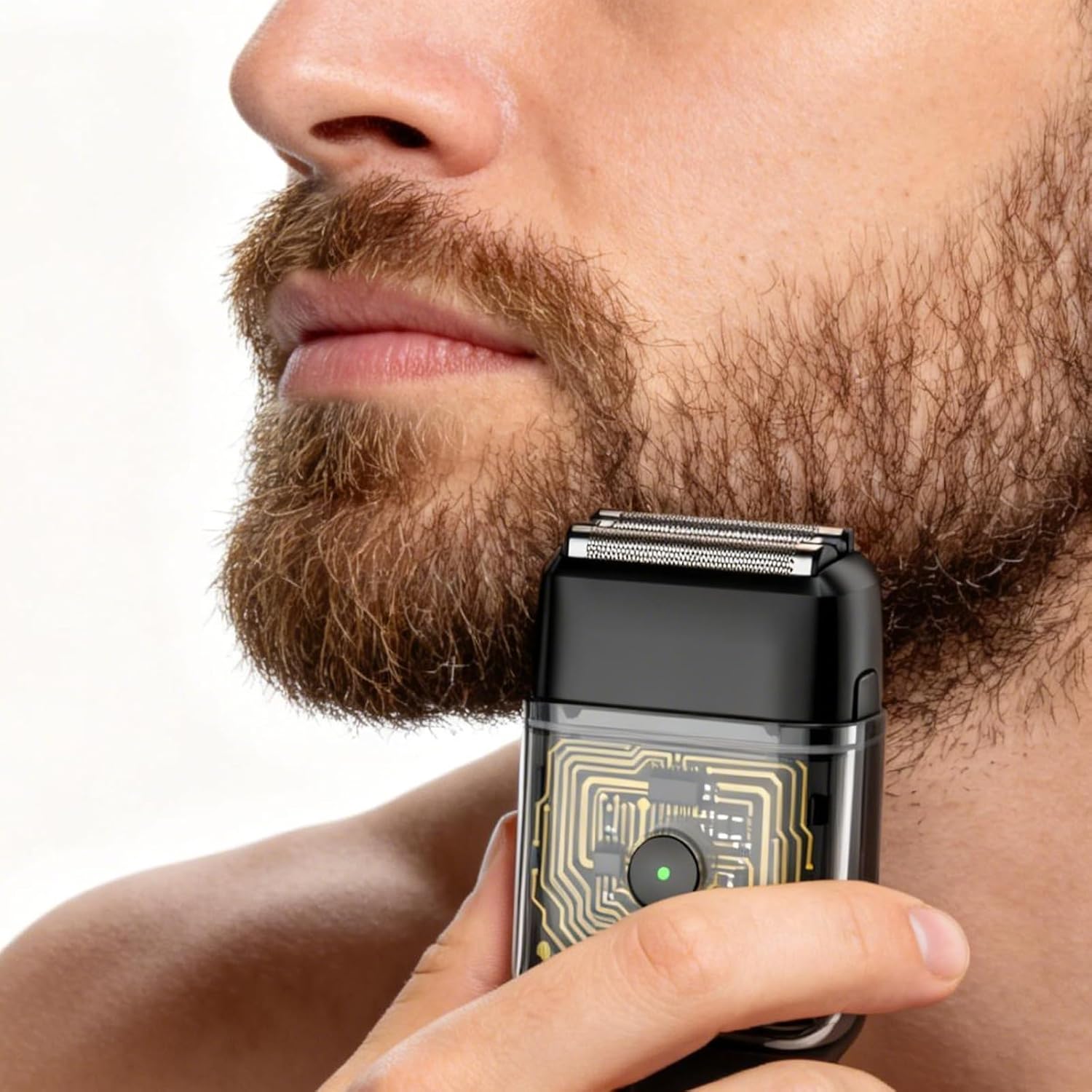 Electric Foil Shavers for Men, Reciprocating Electric Razor with 3 Blades, IPX7 Waterproof Wet & Dry, USB-C Fast Charge, 3D Floating Head, Portable Travel Shaver, Clear Black