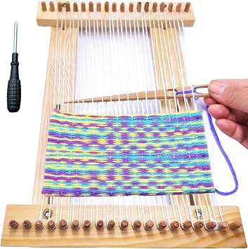 Luxiys Adjustable Tapestry Weaving Loom, Weaving Loom Kit, Wooden Weaving Kit, Small Expandable 3.5in to 11.8in, Great Knitting Looms for Beginners
