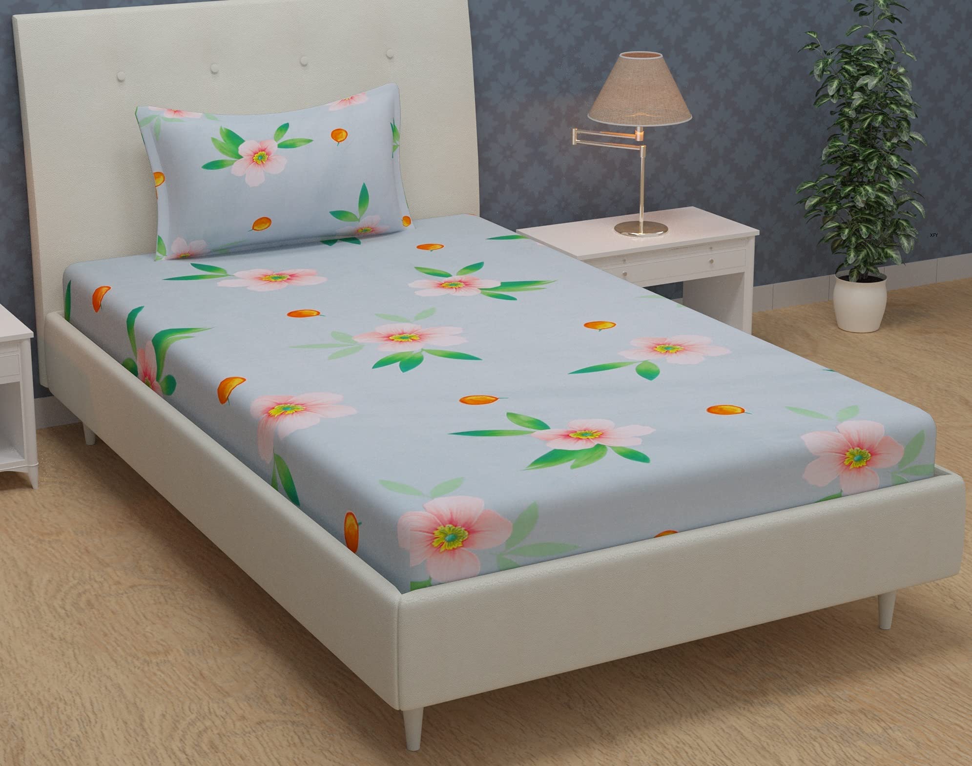 Q QXZ 220TC bedsheet for Single Bed (60 x 90 inch / 17 x 27 inch) Single Bed bedsheet JS-112