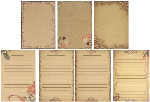 Yoption Papel de papelería vintage de 56 hojas, papel de escritura antiguo antiguo para invitaciones, álbumes de recortes, amigo por