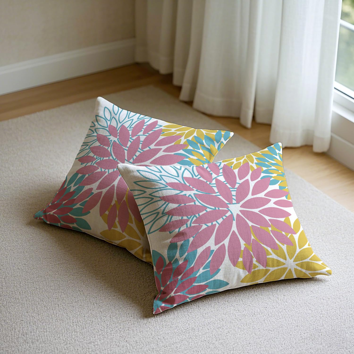 ViaElayu Lente kussensloop, 40 x 40 cm, bloemenkussen, outdoor