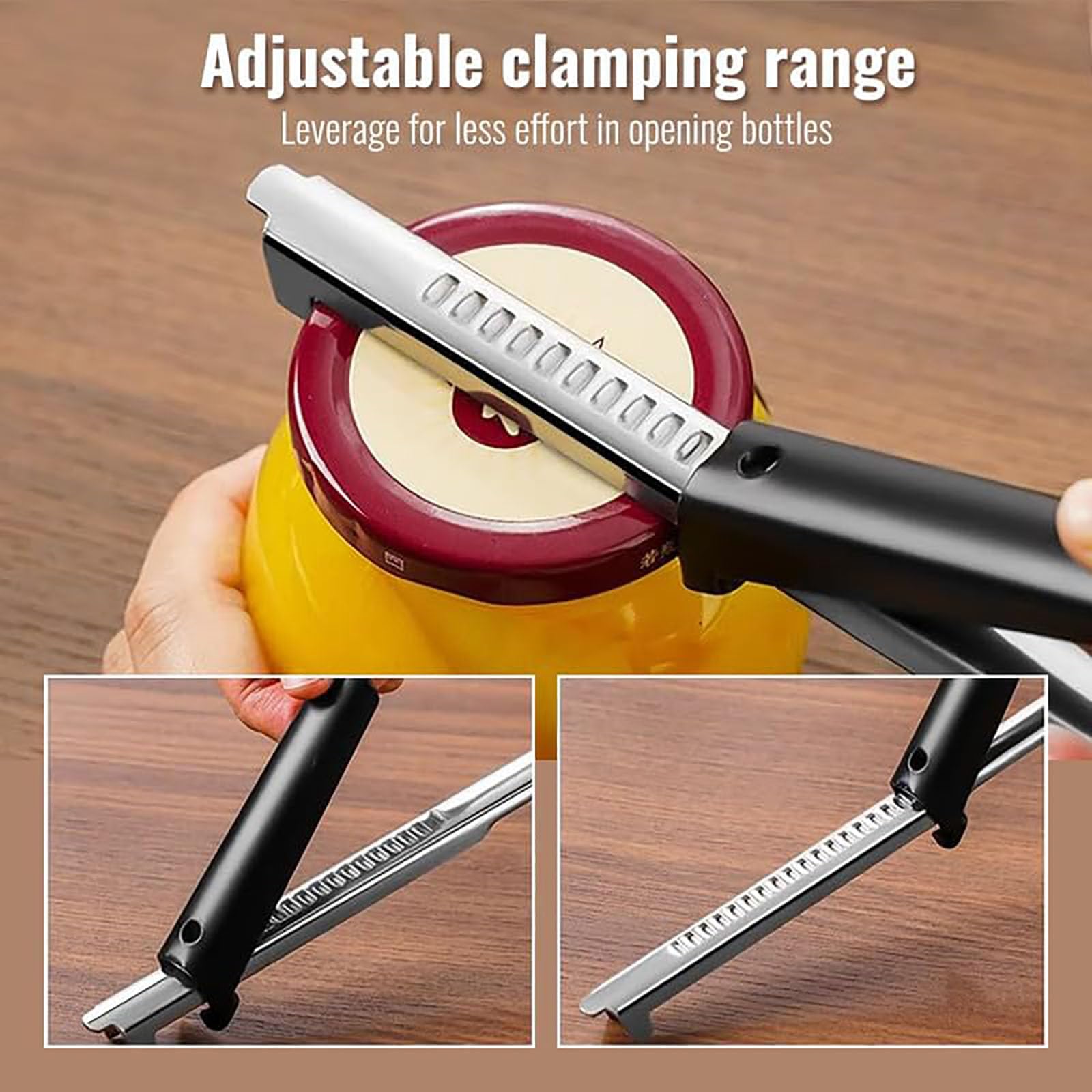 Abridor de tarros ajustable para manos débiles, abridor de tarros ajustable 2 en 1, abridor de latas multifunción, abridor manual de tapa y abridor de botellas para utensilios de cocina en el hogar (2