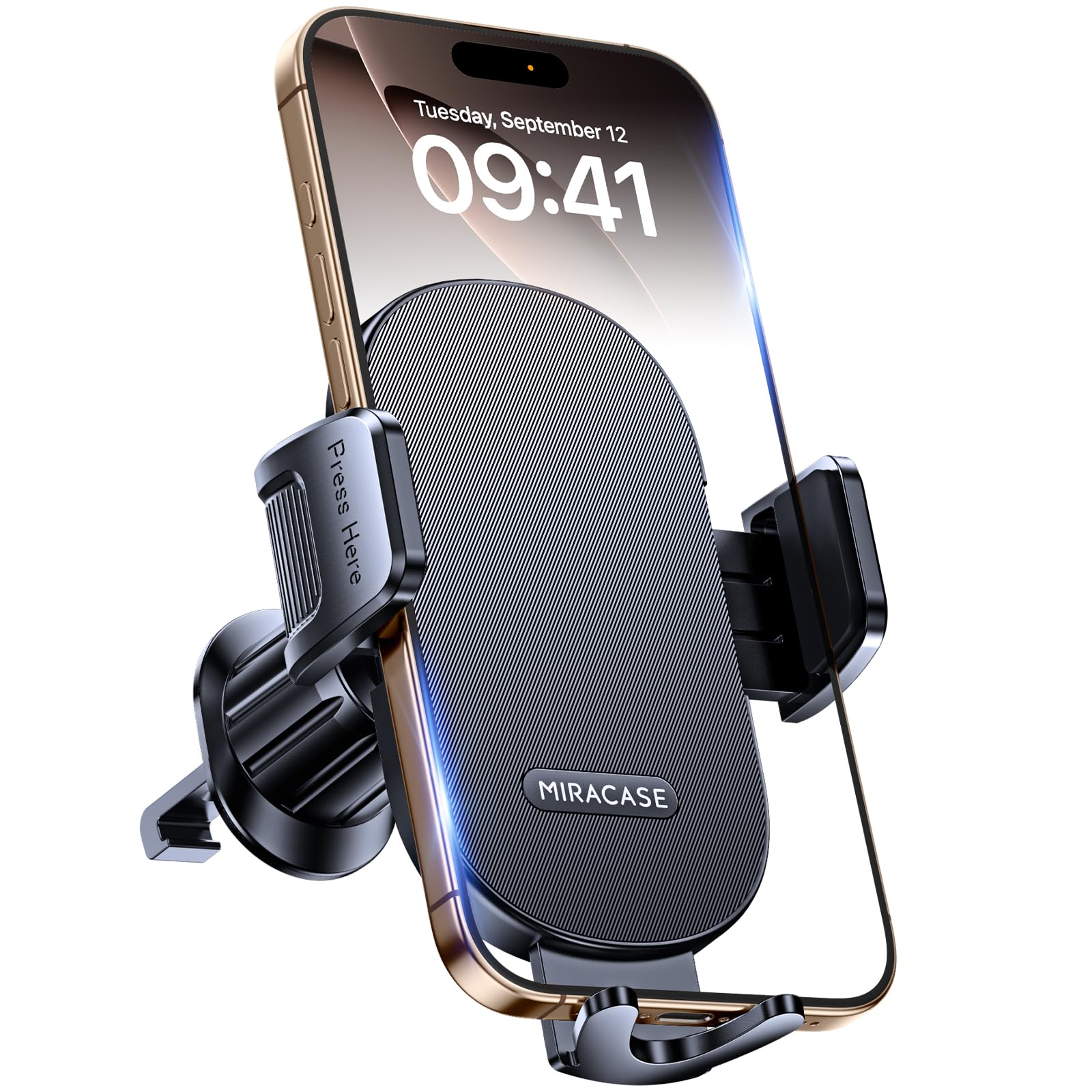 Miracase Phone Holders for Your Car with Metal Hook Clip, Air Vent Cell Phone Stand Car Mount, Universal Automobile Cradle Fit for iPhone Android and All Smartphones, Dark Grey