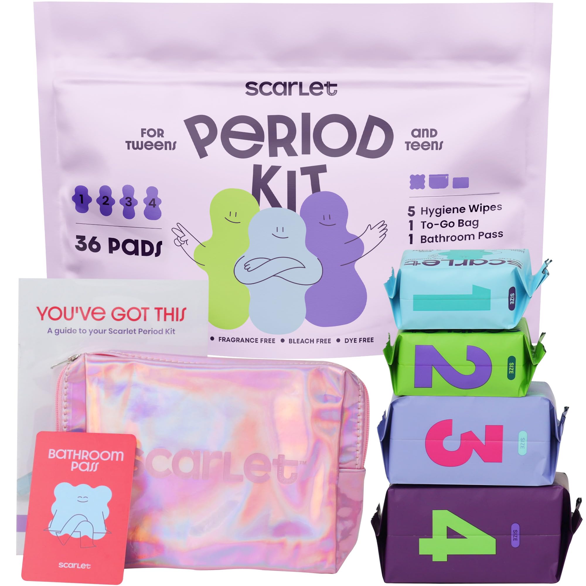 RedDrop 38 PC Tween and Teen Period Kit - First Period Kit for Girls 9-12 - Includes Everyday, FlowDay & FlowNight, Maxi, Wipes, & More