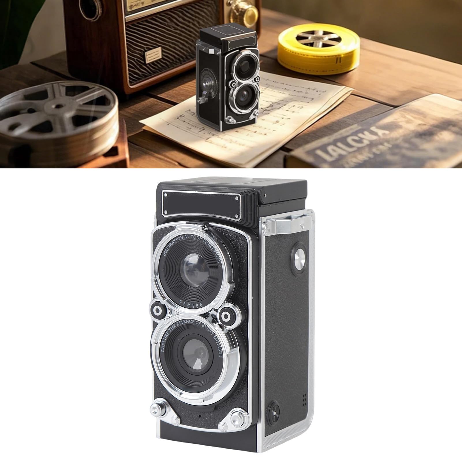 Generic Vintage Mini Cyfrowy Aparat, Przenośny Styl TLR, Mała kieszeń 1080p FHD Wideo 12MP Autofokus Vlogging Kamera dla Początkujących Nastolatków Dorośli Dzieci Dzieci (128GB)