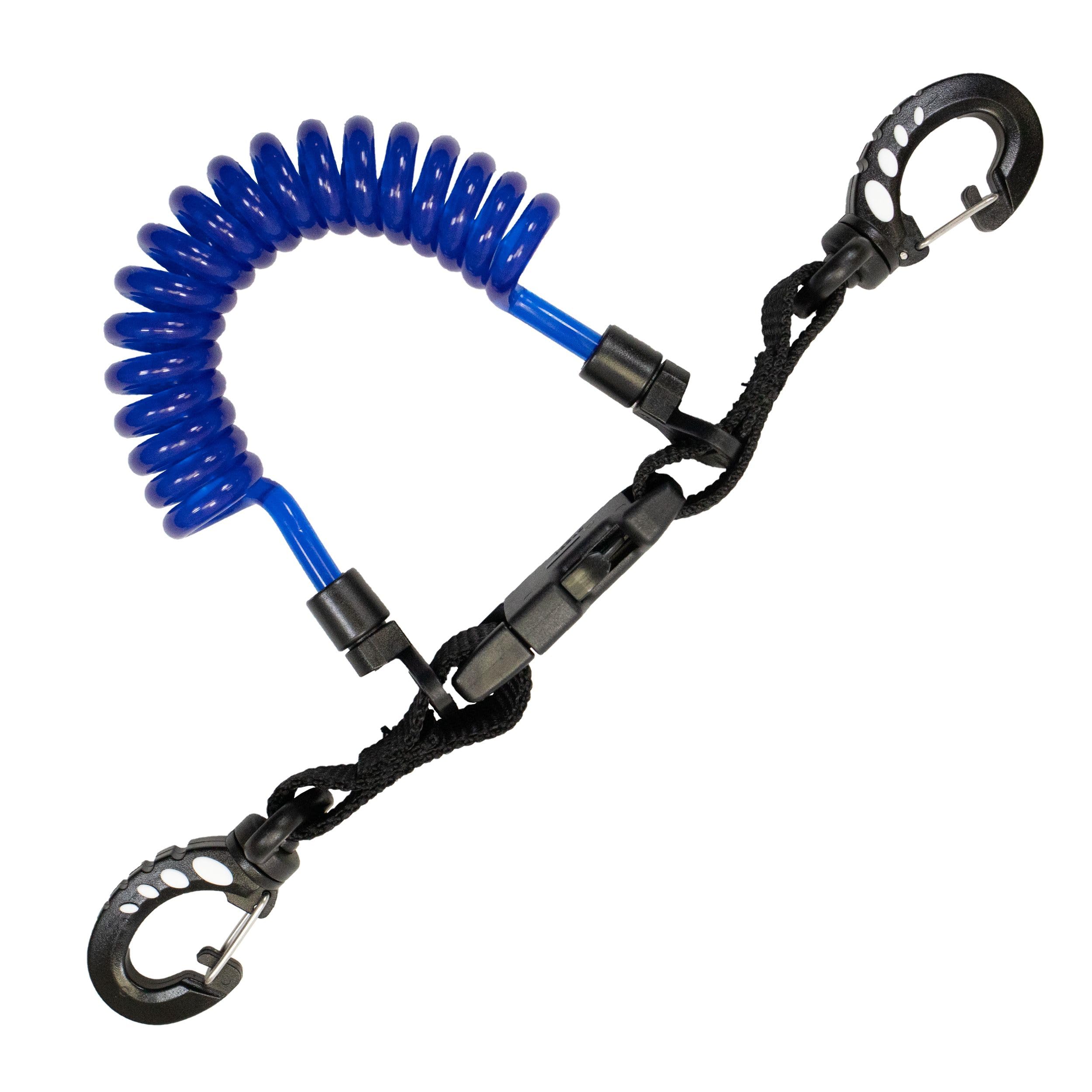 Scuba Choice Scuba Diving Shark Coil Lanyard with Snaps and Quick Release Buckles, Blue