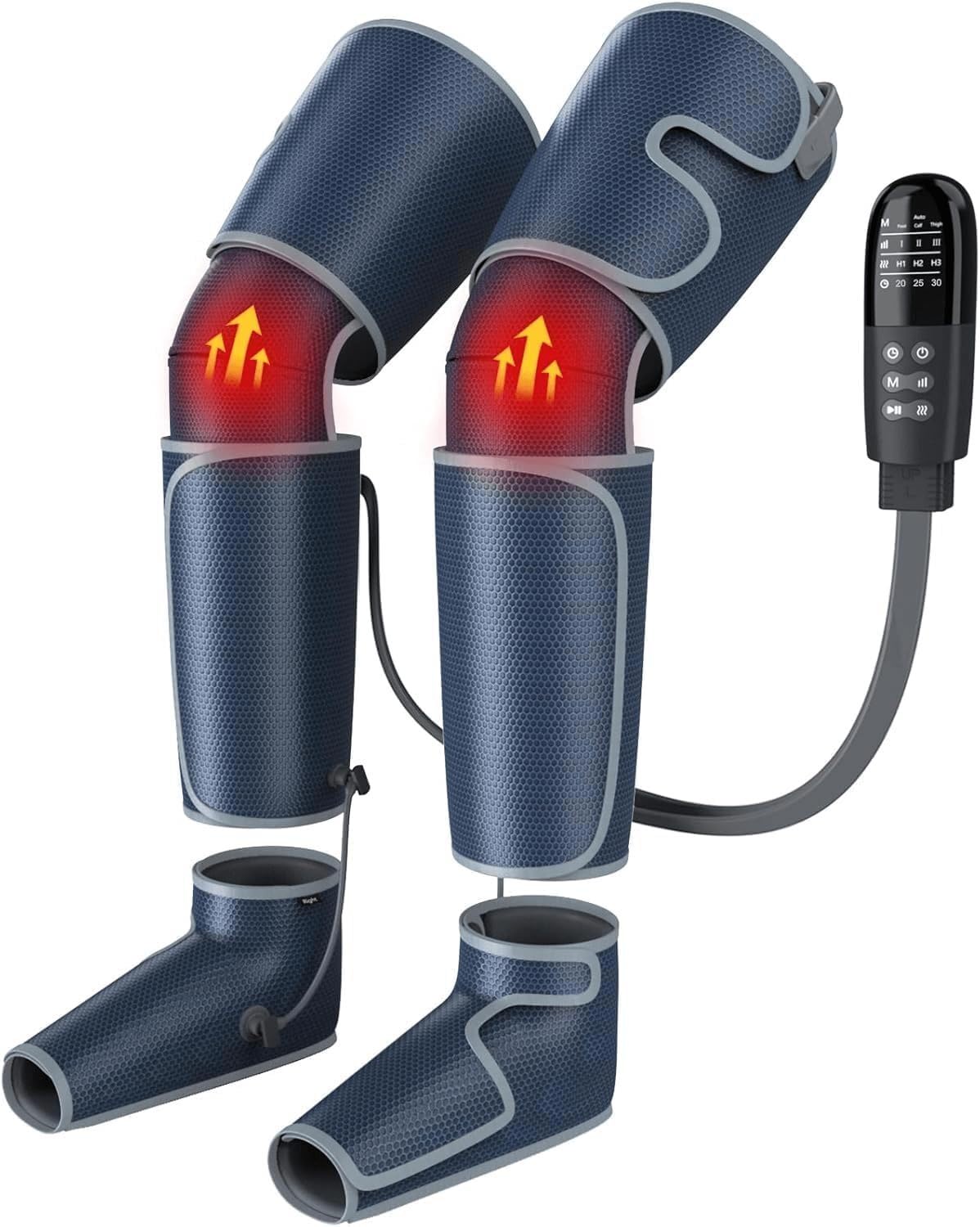 Appareil de massage des jambes avec chaleur pour la circulation sanguine, appareil de massage de compression d'air pour pieds, mollets, cuisses, genoux pour soulager la douleur, 4 modes, 4 intensités