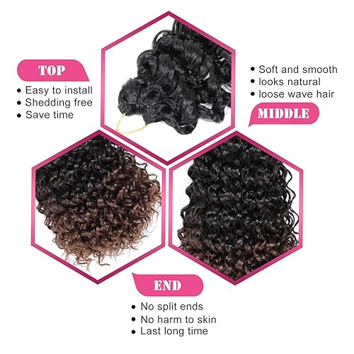 Miniatura 4 de Gogo - Cabello rizado de ganchillo de 14 pulgadas, 7 paquetes de cabello rizado de ganchillo para mujeres negras, cabello rizado de ganchillo para