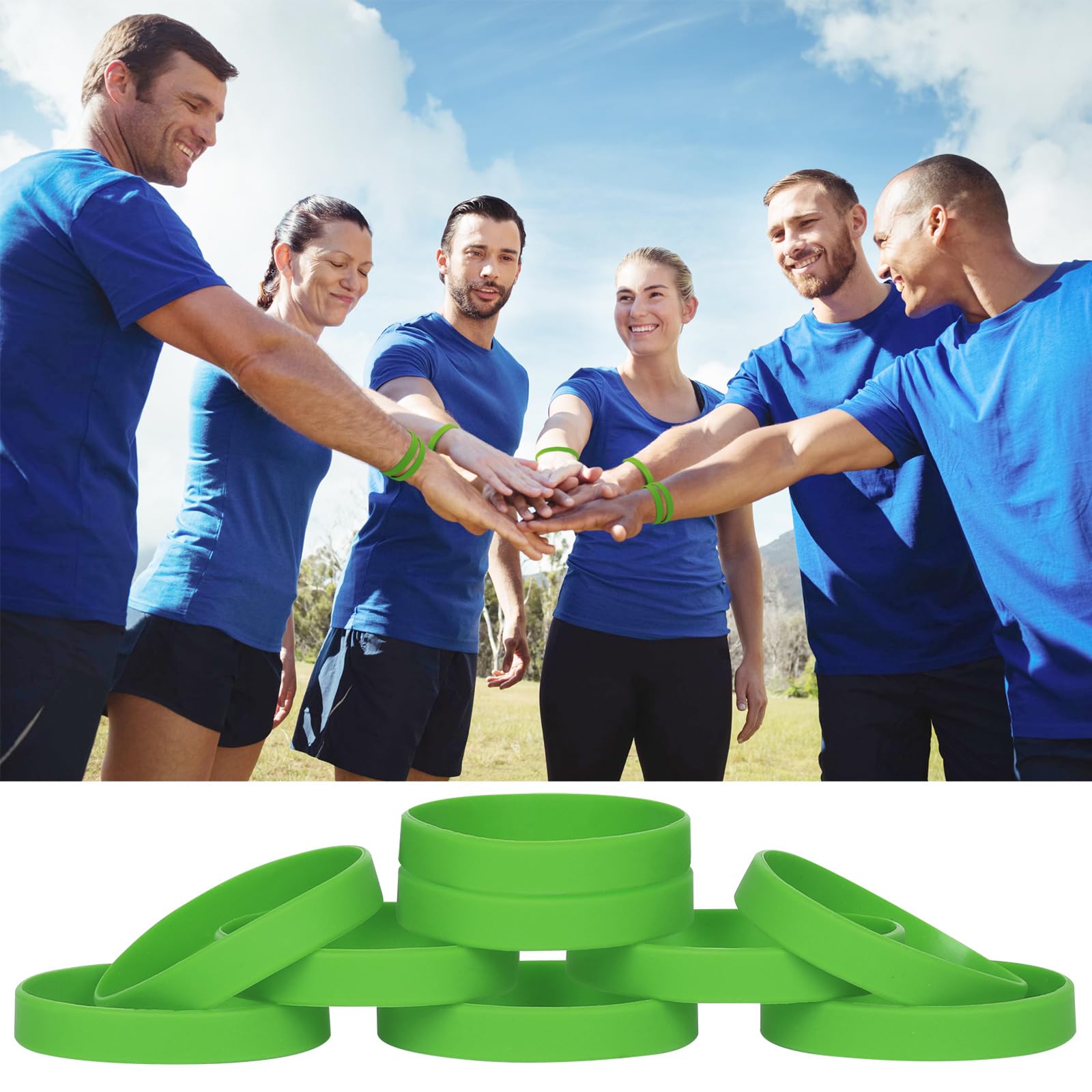 Braccialetti In Gomma Silicone Vuoto Elastici per Uomo Donna Festa Verde 12 Pezzi