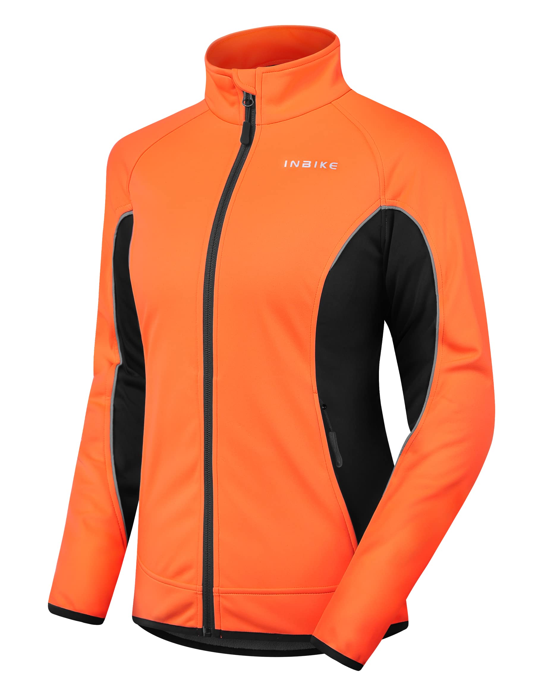 Jacket Women Winter for Running and Cycling Softshell Waterproof Thermal Fleece MTB (WJ802), orange