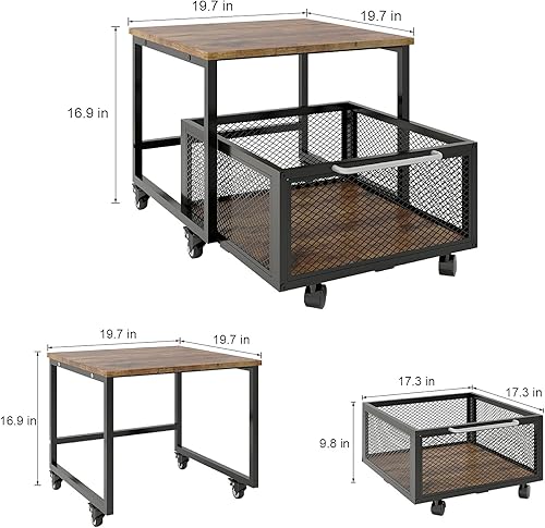 Miniatura 2 de PUNCIA Soporte para refrigerador con almacenamiento y ruedas, mini mesa de nevera rodante para café, unidad organizadora de dormitorio portátil para