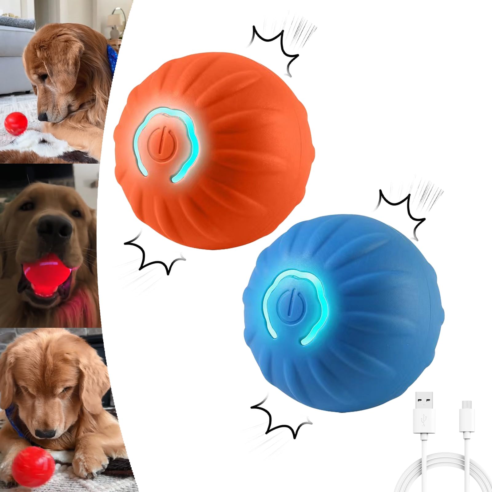 2025 LED Interactive Dog Ball - USB Rechargeable, Automatic Moving, Light-Up  Toy For Small To Large Dogs Automatic Tennis Ball Launcher
