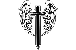 Memorial Grave Marker Metal Cross Plaque Angel Wings Garden Grave Marker Decorations...