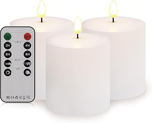 Miniatura 10 de Bilymate Red Wax Flameless Candles,Battery Operated LED Pillar Candles with Remote and Timer for Valentines Home Wedding Birthday Decoration, Set of