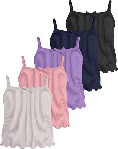 LessonZoo 5 Pack Girls Camisole, 5-Color, 9-10 Years