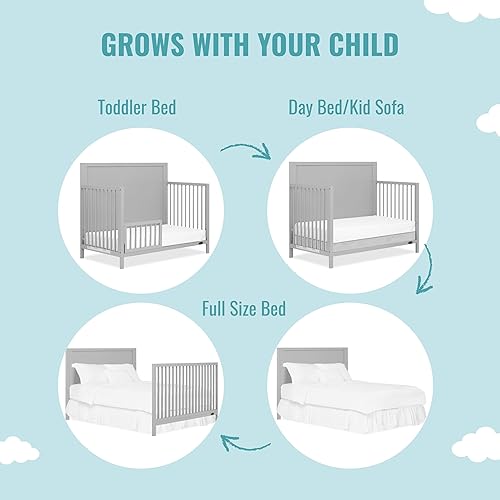 Miniatura 5 de Evolur Dream On Me Dillian - Cuna convertible 3 en 1 en gris guijarro, certificado JPMA y Greenguard Gold, fabricada con madera de pino de Nueva