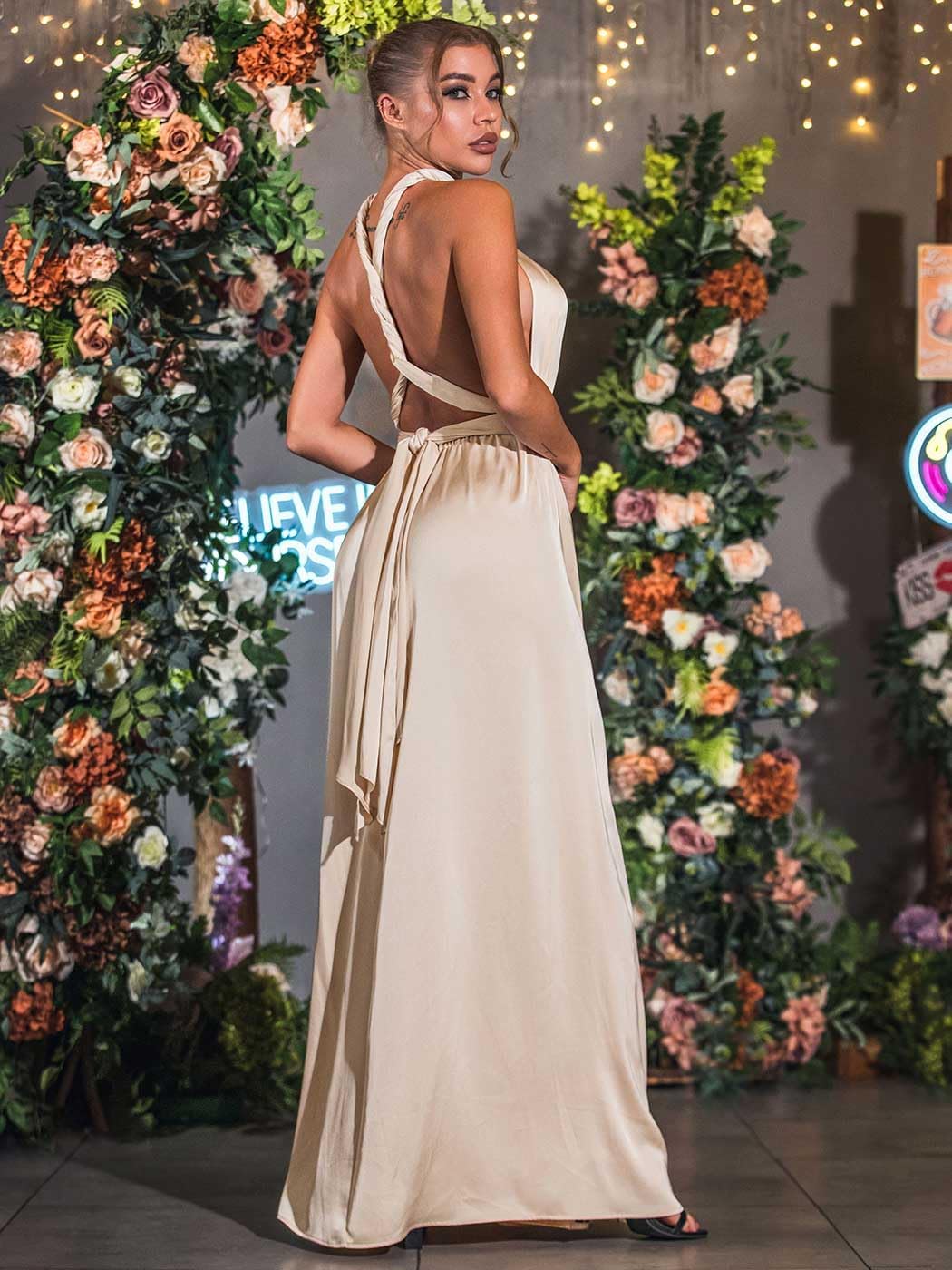 GORAIS Women Infinity Dress for Bridesmaid Long Evening Maxi Wrap Dresses Convertible Prom Wedding Gown - Image 2