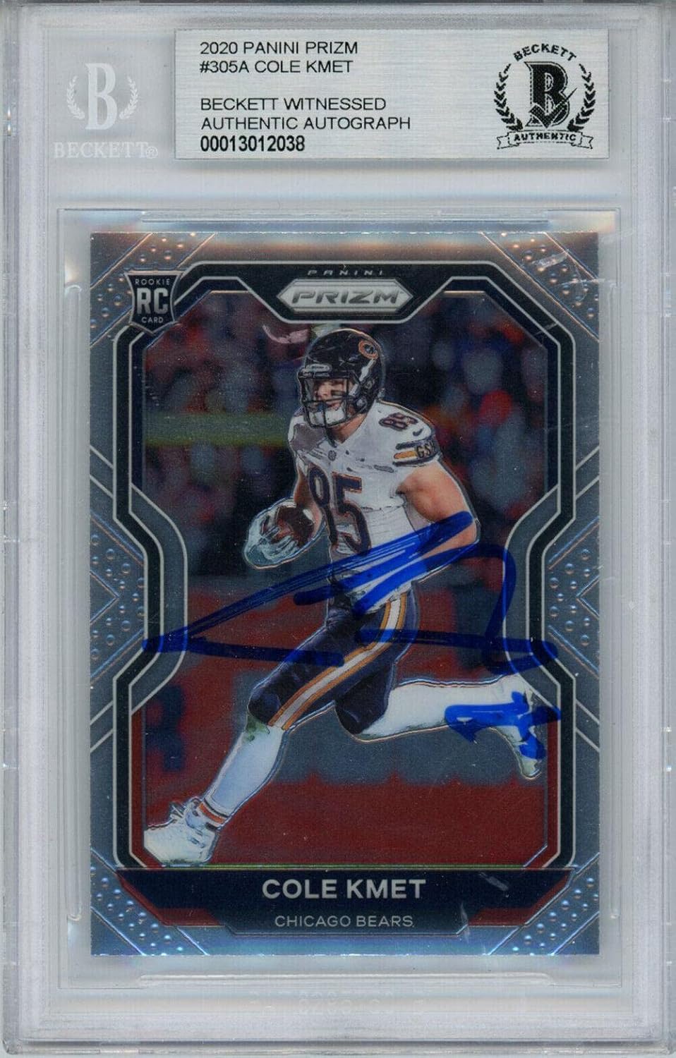 Cole Kmet Autographed 2020 Panini Prizm #305 Rookie Card BAS Slab 33062 - Football Slabbed Autographed Rookie Cards