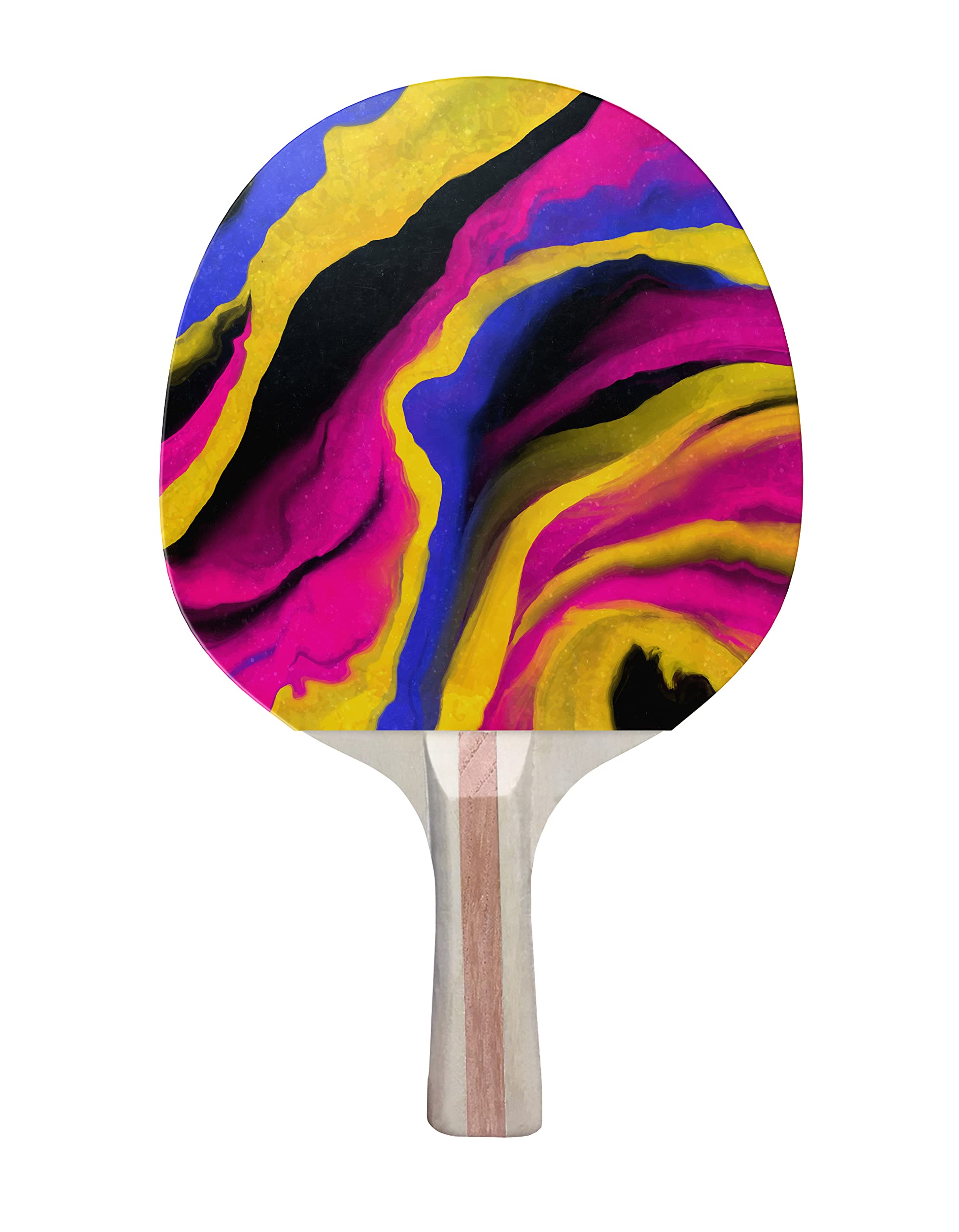 TigerTail Sports Abstract Paint Splash 2 Colorful Design Ping Pong Paddle, Premium 5 Ply Table Tennis Racket (Black on Back)