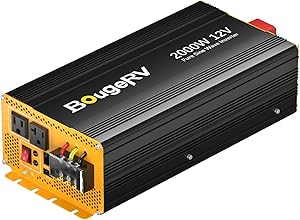 BougeRV 2000W Pure Sine Wave Inverter Convert 12V DC to 120V /110V AC, Fully 2000W Output, Built-in BT for BougeRV APP, Wired Remote Controller, Off-Grid Solar System, RV, Backup Power