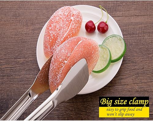 Miniatura 4 de Tenta Tenta Kitchen Pinzas de acero inoxidable para servir, utensilios para ensalada y barbacoa, pinzas resistentes para freír, cocinar, recortar