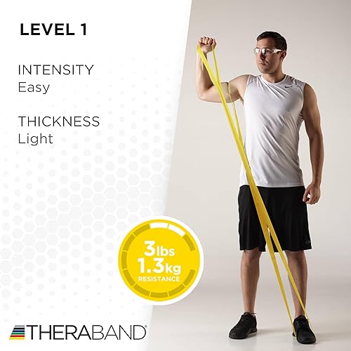 Miniatura 3 de THERABAND CLX - Banda de resistencia con bucles, banda de ejercicio sin látex de 5 pies para movilidad, rehabilitación, estiramiento y Amarillo -