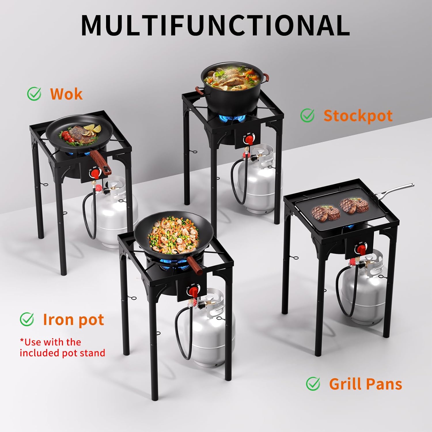 SKOK 1 Burner Propane Stove - Portable Camping Stove with 75,000 High Efficiency Propane Burner，Outdoor Stove for Camping, Backyard, Picnic