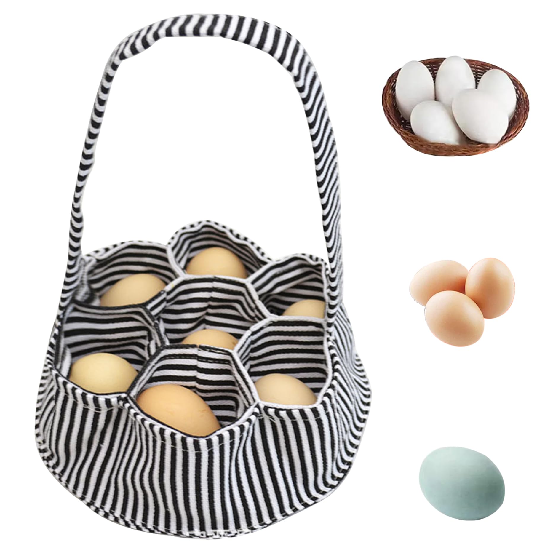 Cestino Raccoglitore Uova Per Galline - 9 Scomparti, In Tessuto Poliestere, Maniglia, Stile Rustico - Foto 12