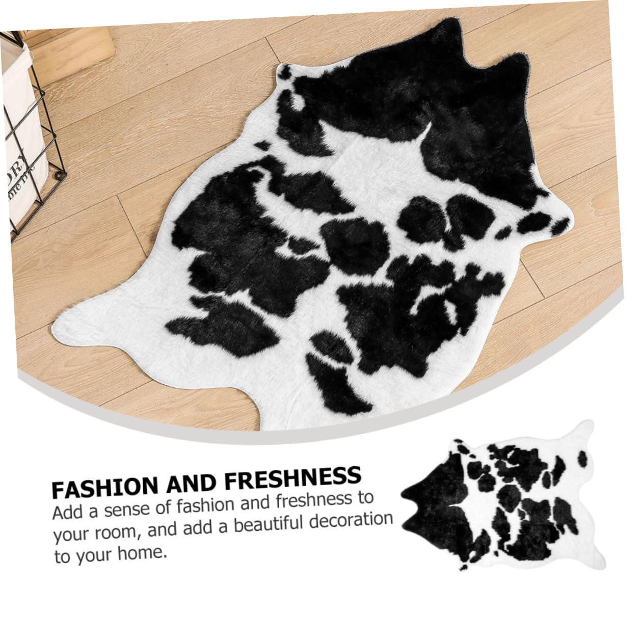 Veemoon Tapis de Salon Anti-dérapant en Polyester Imitation Peau de Vache Style et Multifonctionnel Décoratif et Chaud pour Chambre ou Salle à Manger