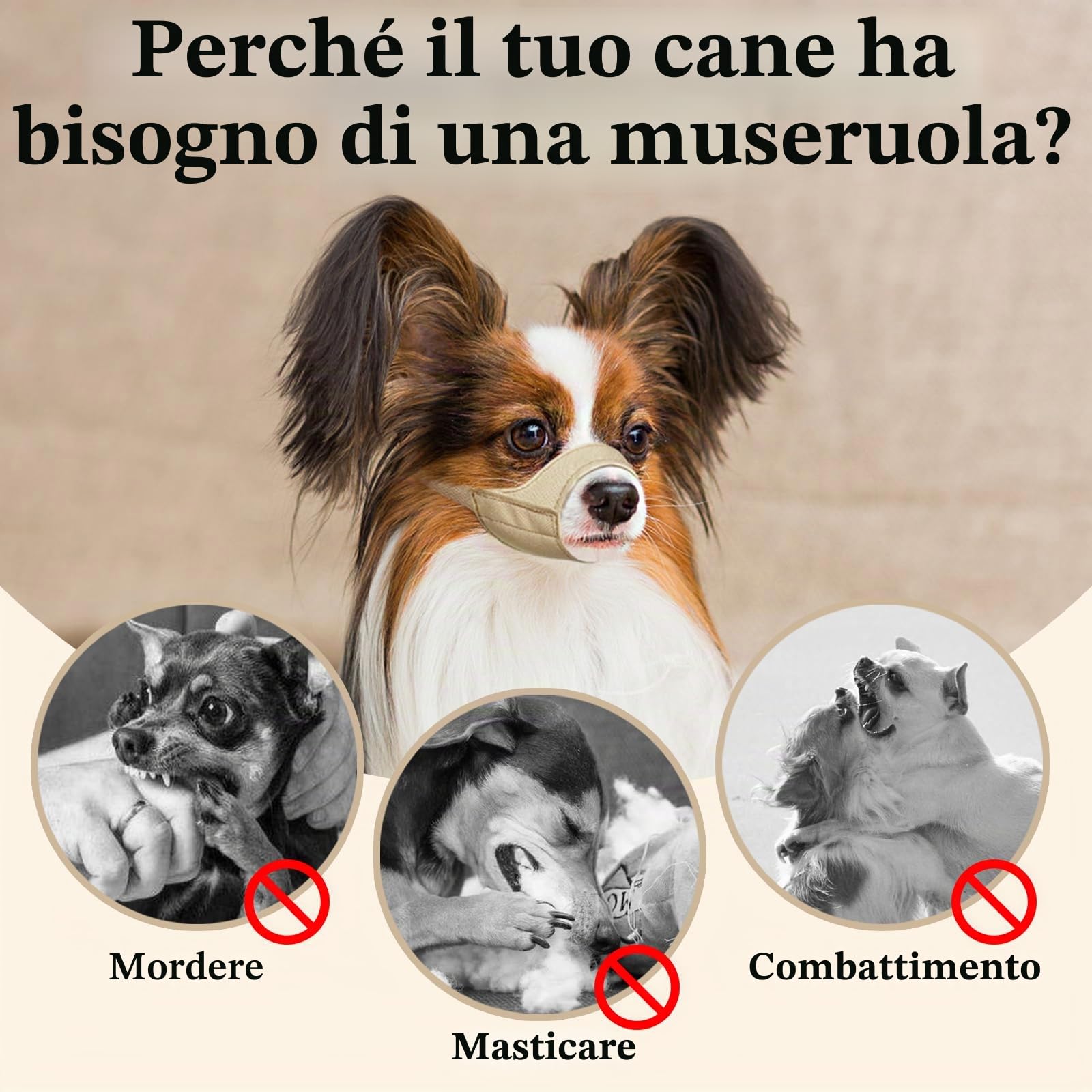 Mayerzon Museruola a museruola corta per Chihuahua, Shih tzu, pugile americano, museruola in tessuto morbido per la toelettatura di visite veterinarie, previene morsi e combattimenti