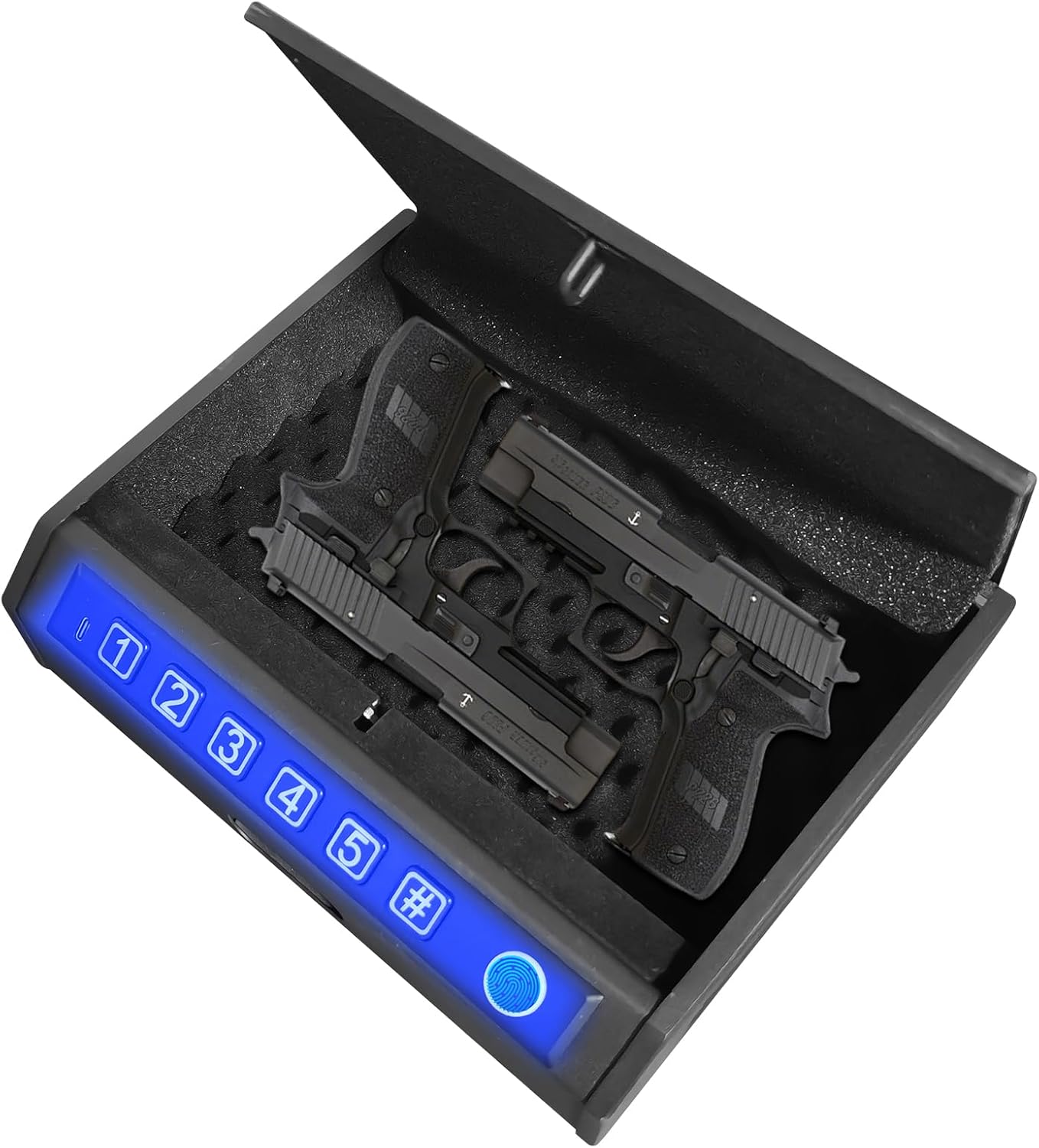 Gun Safe for Handgun – Upgraded 0.1 Seconds Quick Access Pistol Safe with Fingerprint, Keypad & Backup Key, Silent Mode, Portable Firearm Lock Box for Bedside, Nightstand, Car, Home