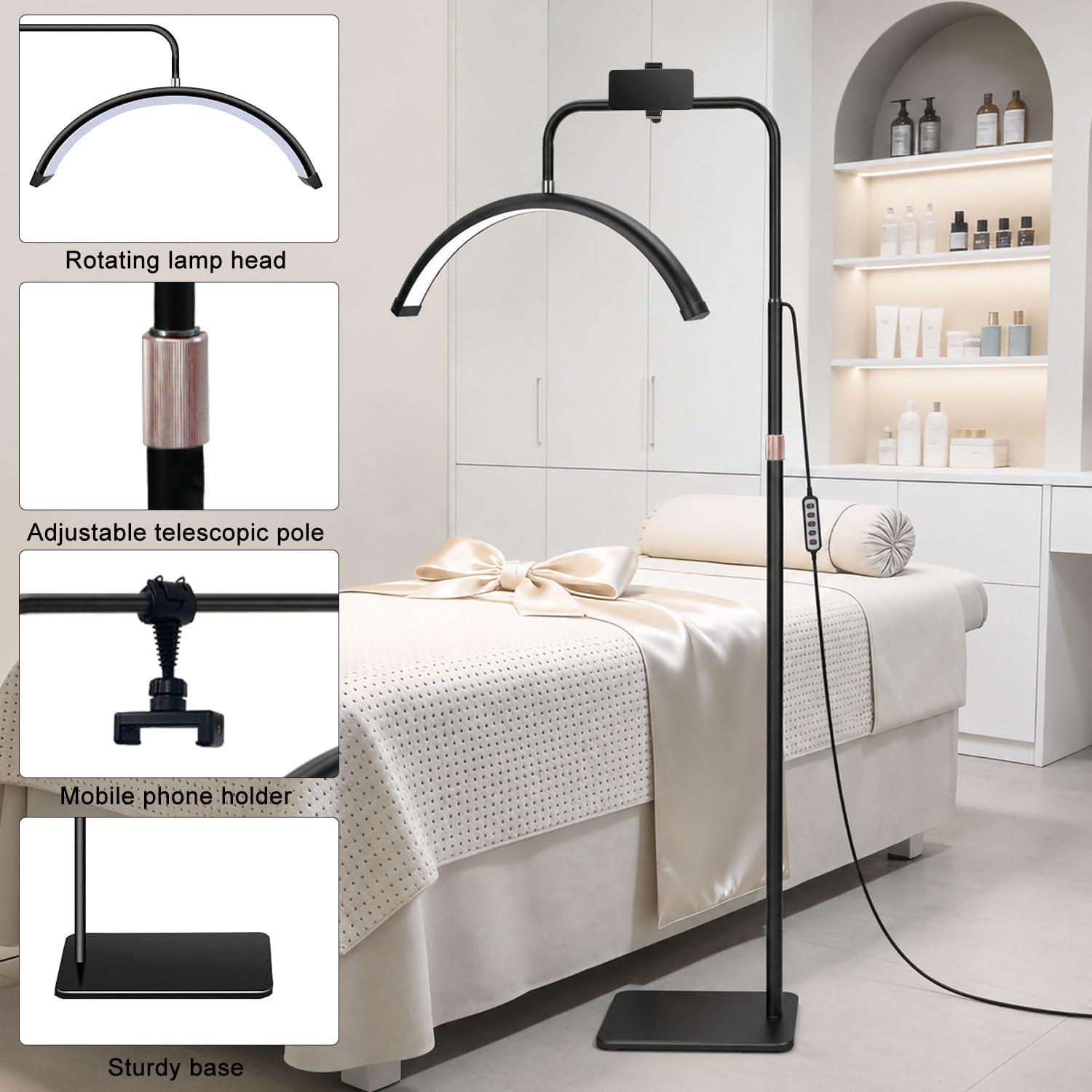 Lampada a LED per ciglia a mezzaluna, 58,4 cm, 40 W, dimmerabile, con