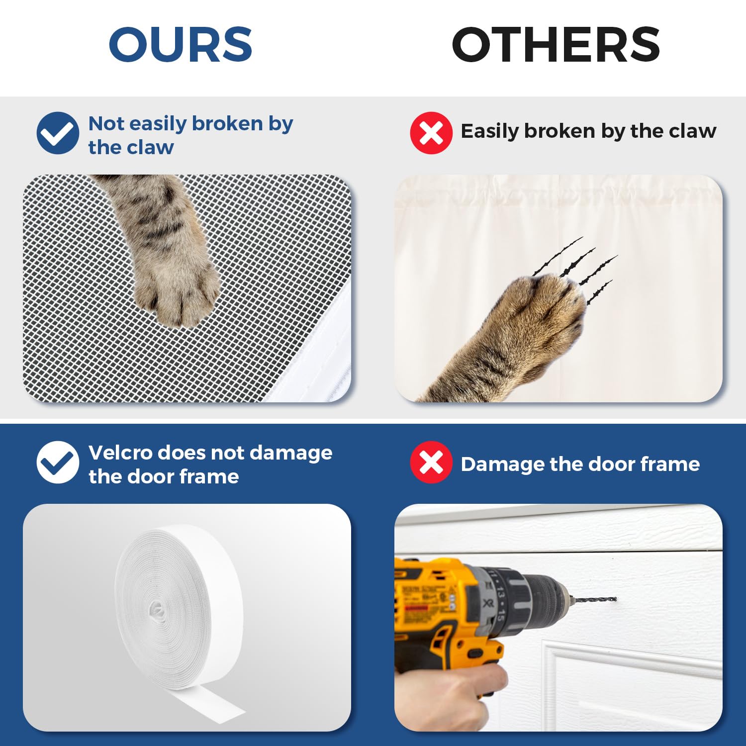 KIKIGOAL Puerta mosquitera para gatos y perros, puerta mosquitera resistente a prueba de mascotas con cremallera, 35.4 x 78.7 pulgadas, evita que los perros y gatos corran para sala de estar,