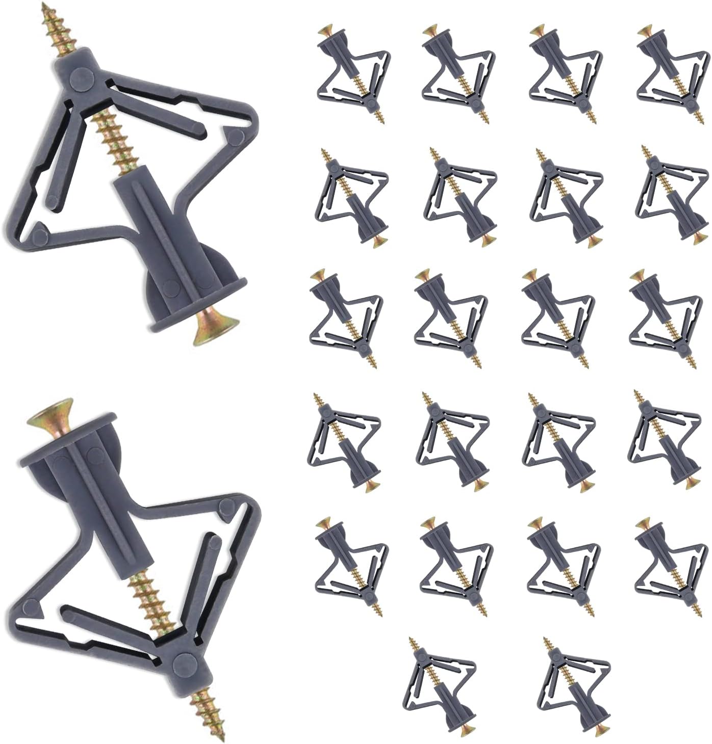 Plasterboard Wall Plugs Set, 30pcs Expansion Wall Raw Plugs with Screws