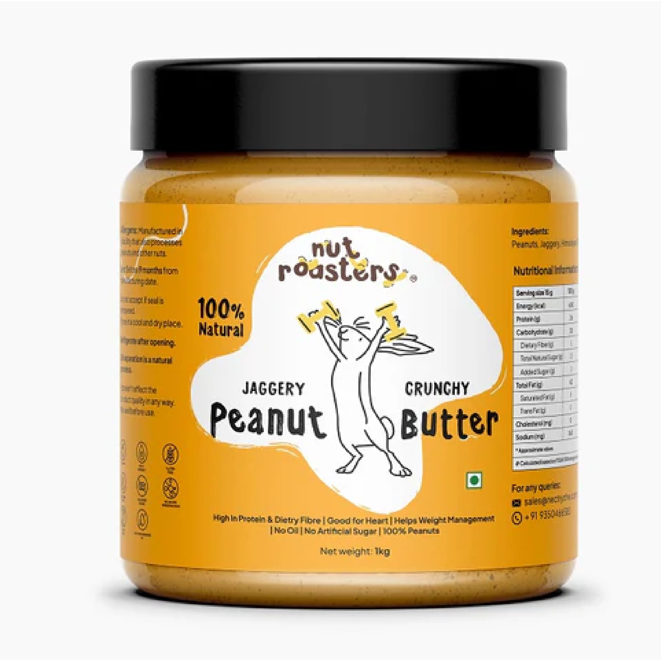 Nut Roasters Crunchy Peanut Butter 1Kg | Tasty & Healthy Nut Butter Spread for Breakfast | Cholesterol Free | No Refined Sugar & Salt | Glutan Free | 100% Pure Roasted Peanuts Jaggery | Pack of 1 (B0BGWY3QKZ) Amazon Price History, Amazon Price Tracker