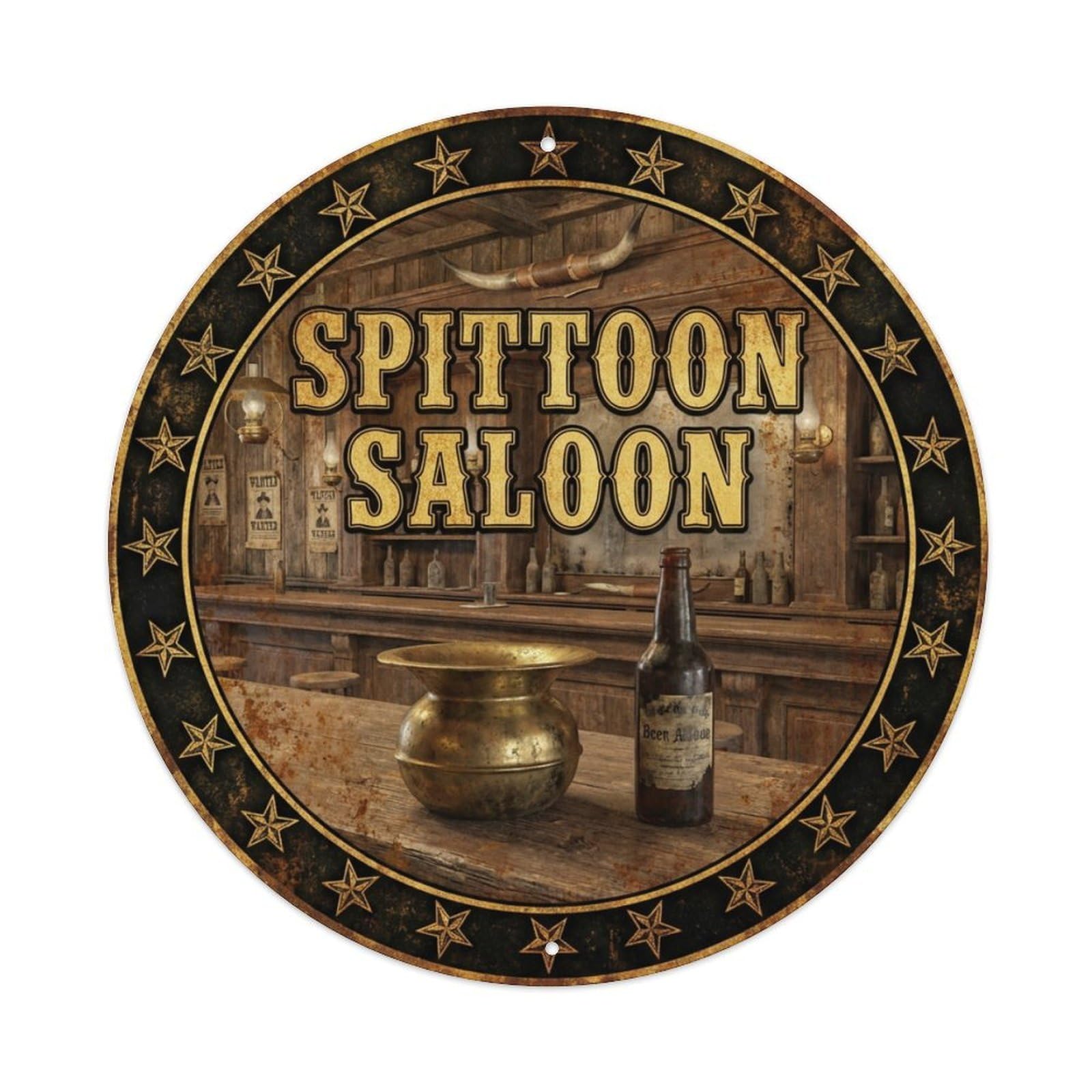 Vintage Beer Western Cowboy Spittoon Saloon Retro Bar for Metal Tin Sign
