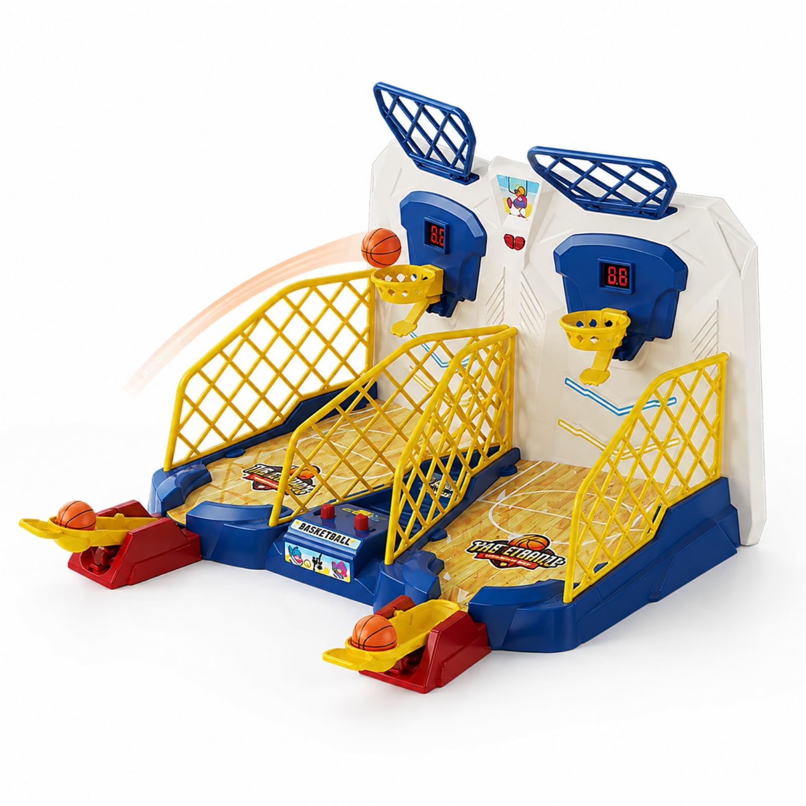 predolo Gioco di Palla da Tavolo Robusto | Resistente, Portatile, Gioco da Tavolo con Canestri e Lanciatori, per Attività Indoor, Famiglie, Coetanei , Stile A