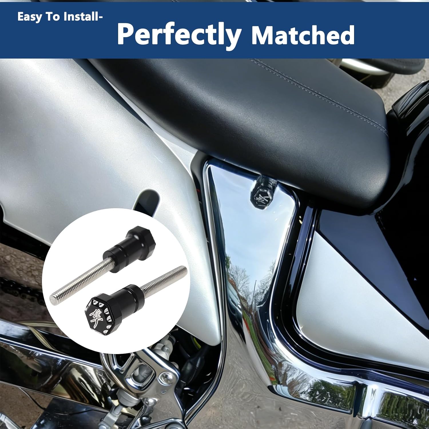 Front Seat Thumb Screws Bolts, Mount Screw Cap Compatible with Suzuki GSX1300R Hayabusa 1999-2007 (2 PCS,Black)