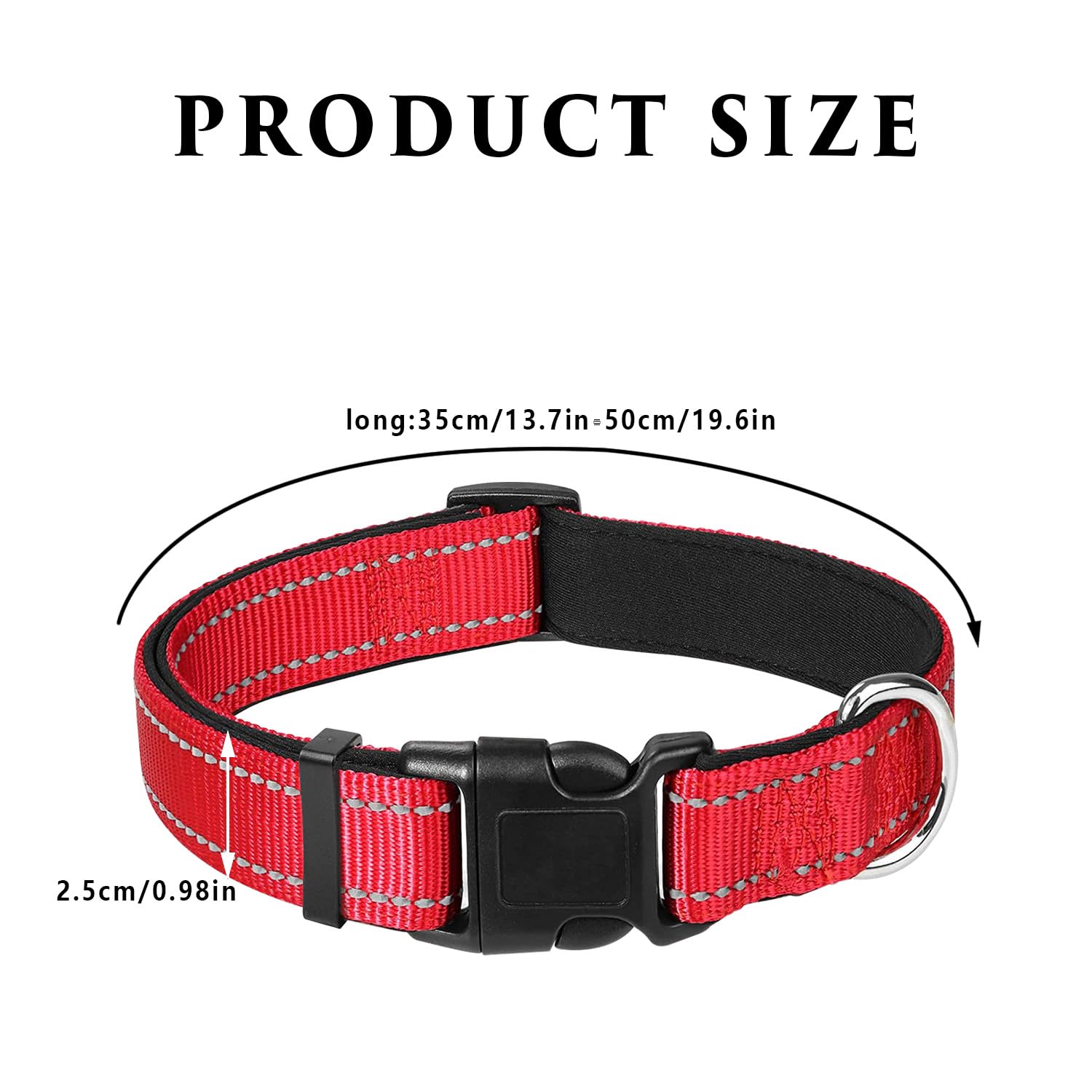 Reflective Nylon Dog Collars, Adjustable Classic Dog Collar, Dog Collar, Collar, Black Buckle Reflective Collar - Image 2